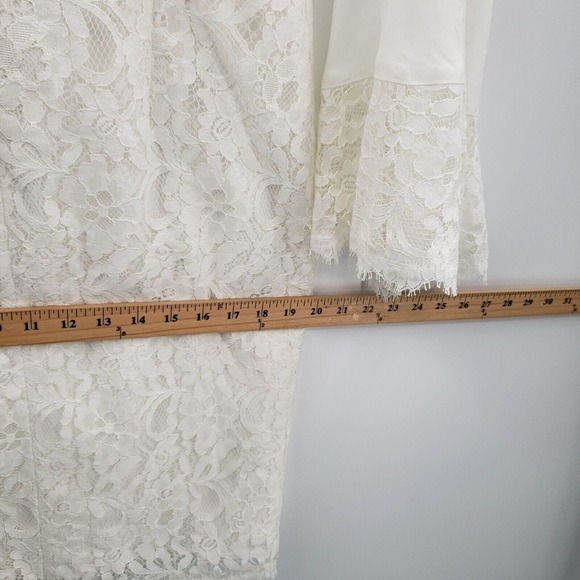 White House Black Market Bell Sleeve Shift Dress Womens 6 Lace Overlay Lined - Picture 10 of 16
